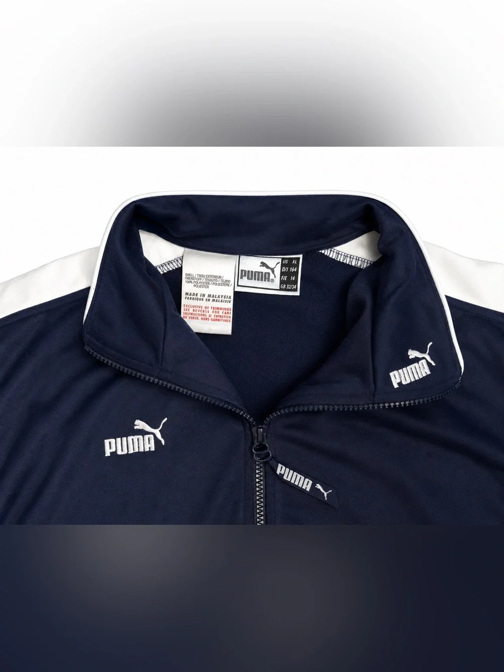 Vintage Puma Iconic T7 Track Jacket Navy Blue White Youth XL 164 Retro
